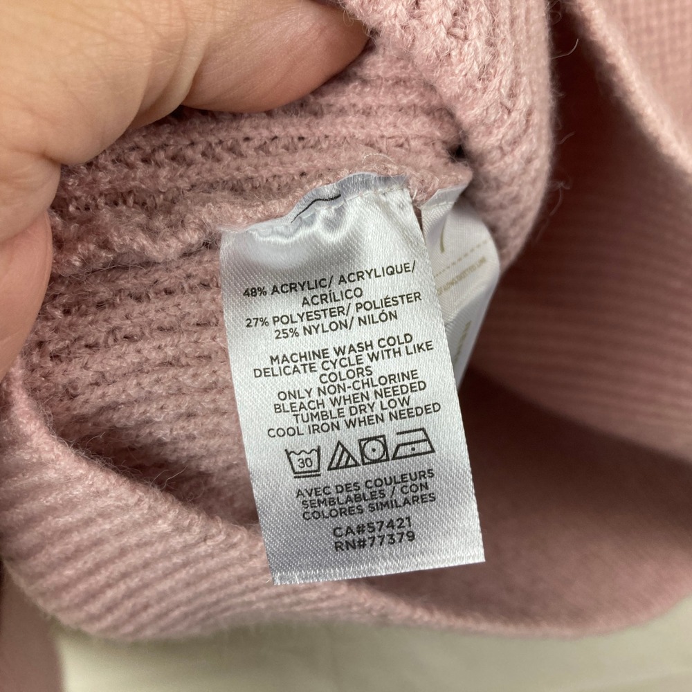 NWT Ann Taylor Hooded Sweater Womens S Pink Waffle Knit Pullover - Picture 5 of 6